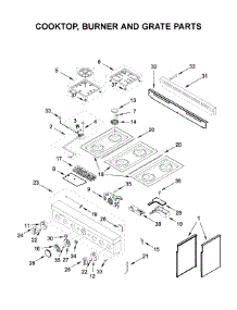 Cooktop, Burner And Grate Parts parts for Kitchenaid Gas Range KFGC506JAV00 from AppliancePartsPros.com