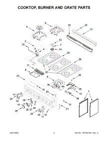 Cooktop, Burner And Grate Parts parts for Kitchenaid Gas Range KFGC506JYP05 from AppliancePartsPros.com