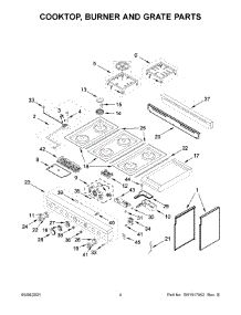 Cooktop, Burner And Grate Parts parts for Kitchenaid Gas Range KFGC558JBK02 from AppliancePartsPros.com