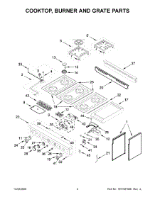 Cooktop, Burner And Grate Parts parts for Kitchenaid Gas Range KFGC558JSS01 from AppliancePartsPros.com