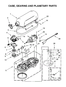 Case, Gearing And Planetary Parts parts for Kitchenaid Stand Mixer KG25H0XCM5 from AppliancePartsPros.com