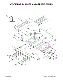 Cooktop, Burner And Grate Parts parts for Kitchenaid Gas Cooktop KGCU407VSS02 from AppliancePartsPros.com