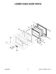 Lower Oven Door Parts parts for Kitchenaid Electric Wall Oven KODE500EWH20 from AppliancePartsPros.com