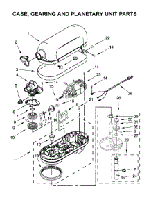 Case, Gearing And Planetary Unit Parts parts for Kitchenaid Stand Mixer KP25M0XBM5 from AppliancePartsPros.com