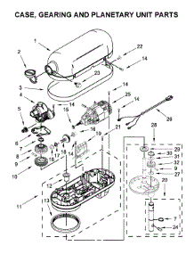 Case, Gearing And Planetary Unit Parts parts for Kitchenaid Stand Mixer KP26M1XQ3PT5 from AppliancePartsPros.com