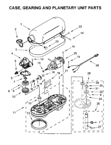 Case, Gearing And Planetary Unit Parts parts for Kitchenaid Stand Mixer KP26M9PCBM5 from AppliancePartsPros.com