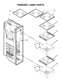 Freezer Liner Parts parts for Kitchenaid Side-By-Side Refrigerator KRSC703HBS00 from AppliancePartsPros.com