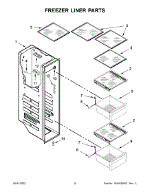 Freezer Liner Parts parts for Kitchenaid Side-By-Side Refrigerator KRSC703HBS04 from AppliancePartsPros.com