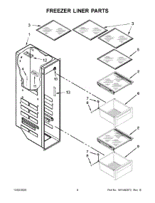 Freezer Liner Parts parts for Kitchenaid Side-By-Side Refrigerator KRSC703HPS01 from AppliancePartsPros.com