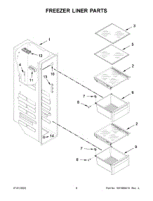 Freezer Liner Parts parts for Kitchenaid Side-By-Side Refrigerator KRSF705HPS05 from AppliancePartsPros.com
