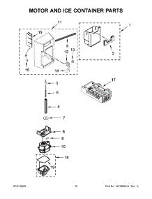 Motor And Ice Container Parts parts for Kitchenaid Side-By-Side Refrigerator KRSF705HPS05 from AppliancePartsPros.com