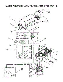 Case, Gearing And Planetary Unit Parts parts for Kitchenaid Stand Mixer KSM150PSMF0 from AppliancePartsPros.com