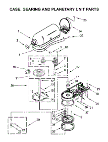 Case, Gearing And Planetary Unit Parts parts for Kitchenaid Stand Mixer KSM150PSTPP0 from AppliancePartsPros.com