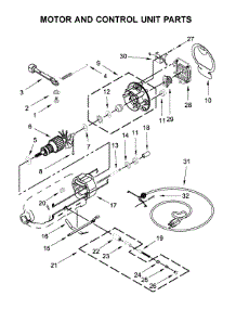 Motor And Control Unit Parts parts for Kitchenaid Stand Mixer KSM150WPER0 from AppliancePartsPros.com