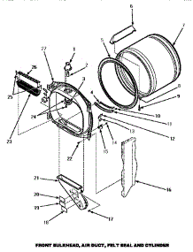 Front Bulkhead, Air Duct, Felt Seal & Cylinder (Le4207l / P1178402wl) (Le4207w / P1178402ww) (Le4507l / P1163611wl) (Le4507w / P1163610ww) (Le4607l / P1163615wl) (Le4607w / P1163614ww) (Le8507w / P1163605ww) (Le8607w / P1163618ww) (Lem427l / P1178403wl) (Lem427w / P1178403ww parts for Amana Dryer LEM427L/P1178403WL from AppliancePartsPros.com