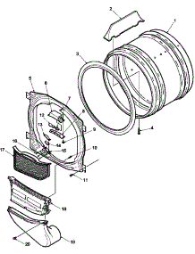 Front Bulkhead, Air Duct, Felt Seal And Cylinder parts for Speed Queen Dryer LES34AW-PLES34AW from AppliancePartsPros.com