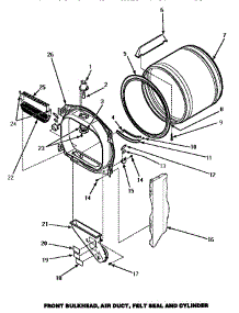 Front Bulkhead, Air Duct, Felt Seal & Cylinder (Lg4209l / P1158902wl) (Lg4209w / P1158902ww) (Lg4509l / P1163613wl) (Lg4509w / P1163612ww) (Lg4609l / P1163617wl) (Lg4609w / P1163616ww) (Lg8509w / P1163607ww) (Lg8609w / P1163619ww) (Lgm429l / P1176708wl) (Lgm429w / P1176707ww parts for Amana Dryer LG8509W/P1163607WW from AppliancePartsPros.com