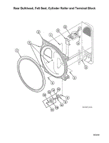 Rear Bulkhead / Felt Seal / Cylinder Roller / Terminal Block parts for Speed Queen Dryer LSGE5AGW113TW01-THRU-S#1912999999 from AppliancePartsPros.com