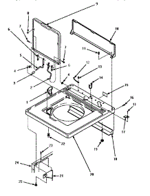 Cab Top / Loading Dr & Ctrl Hood Rear Pan parts for Amana Washer LWM423L-P1176404WL from AppliancePartsPros.com