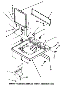 Cabinet Top, Loading Door & Control Hood Rear Panel parts for Amana Washer LWM433W/P1176501WW from AppliancePartsPros.com