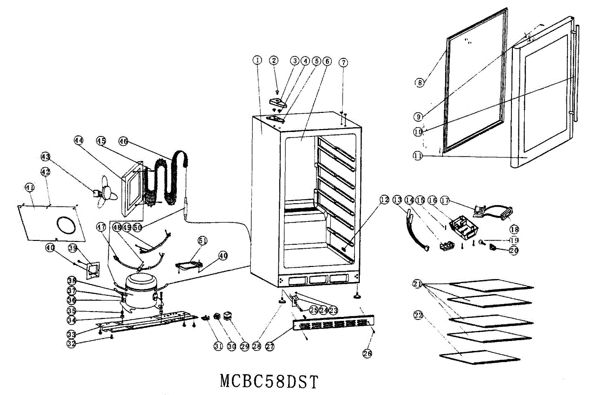 Parts for Vissani MCBC58DST: Cabinet Parts - AppliancePartsPros.com