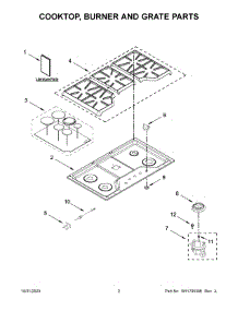 Cooktop, Burner And Grate Parts parts for Maytag Gas Cooktop MGC7536DS06 from AppliancePartsPros.com