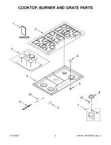 Cooktop, Burner And Grate Parts parts for Maytag Gas Cooktop MGC9536DS05 from AppliancePartsPros.com