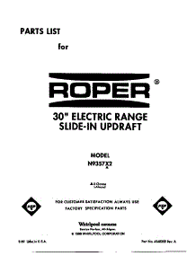 Front Cover parts for Roper Electric Range N9357*2 from AppliancePartsPros.com