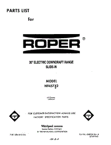 Front Cover parts for Roper Electric Range N9457*2 from AppliancePartsPros.com