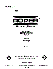 Front Cover parts for Roper Electric Range N9457*3 from AppliancePartsPros.com