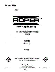 Front Cover parts for Roper Electric Range N9457*4 from AppliancePartsPros.com