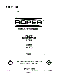 Front Cover parts for Roper Electric Range N9457*5 from AppliancePartsPros.com