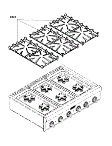 Outside View parts for Thermador Gas Cooktop PCG366E01 from AppliancePartsPros.com