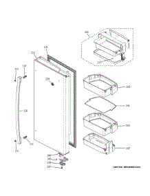Fresh Food Door - Rh parts for Ge Bottom-Mount Refrigerator PFE28KBLMTS from AppliancePartsPros.com