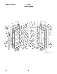 Fresh Food Door parts for Frigidaire Side-By-Side Refrigerator PRFC2383AF1 from AppliancePartsPros.com