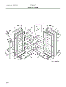 Fresh Food Door parts for Frigidaire Top-Mount Refrigerator PRFS2883AF1 from AppliancePartsPros.com