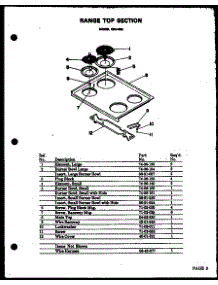 Range Top Section (Qdu-858) parts for Modern Maid Electric Range QDU-838G from AppliancePartsPros.com