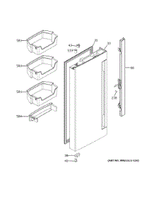 Fresh Food Door - Lh parts for Ge Bottom-Mount Refrigerator QNE27JYMXFFS from AppliancePartsPros.com