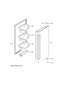 Fresh Food Door - Rh parts for Ge Bottom-Mount Refrigerator QNE27JYMXFFS from AppliancePartsPros.com