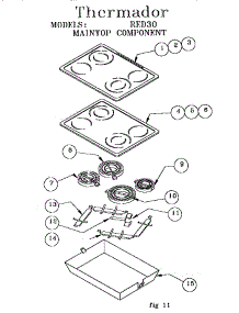 Maintop Component parts for Thermador Electric Range RED30VQW (9708 & UP) from AppliancePartsPros.com