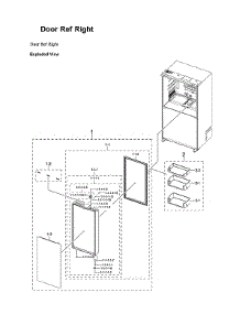 Right Refrigerator Door parts for Samsung Bottom-Mount Refrigerator RF23BB8200QL/AA-00 from AppliancePartsPros.com
