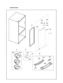 Right Refrigerator Door Parts parts for Samsung Bottom-Mount Refrigerator RF23HCEDBSG/AA-02 from AppliancePartsPros.com