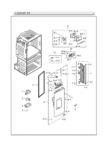Left Refrigerator Door Parts parts for Samsung Bottom-Mount Refrigerator RF25HMEDBSR/AA-12 from AppliancePartsPros.com