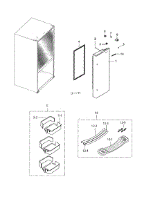 Right Refrigerator Door parts for Samsung Bottom-Mount Refrigerator RF263BEAESR/AA-07 from AppliancePartsPros.com