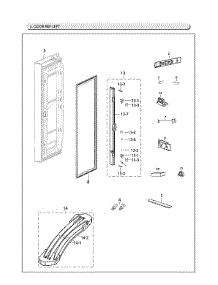 Left Refrigerator Door Parts parts for Samsung Bottom-Mount Refrigerator RF266AFRS/XAC-01 from AppliancePartsPros.com