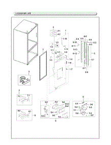 Left Refrigerator Door Parts parts for Samsung Bottom-Mount Refrigerator RF28HDEDBSG/AA-00 from AppliancePartsPros.com