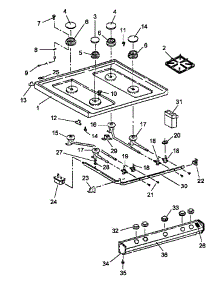 Main Top parts for Caloric Gas Range RLS270UW/P1142924N W from AppliancePartsPros.com