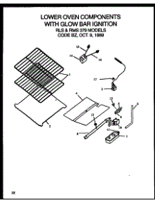 Lower Oven Components With Glow Bar Ignition parts for Caloric Gas Range RLS395 from AppliancePartsPros.com