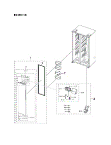 Freezer Door Parts parts for Samsung Side-By-Side Refrigerator RS23A500ASR/AA-00 from AppliancePartsPros.com