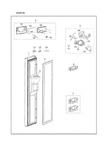 Freezer Door Parts parts for Samsung Side-By-Side Refrigerator RS25J500DWW/BY-01 from AppliancePartsPros.com